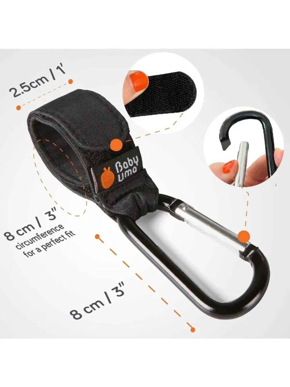 4-Pack Stroller Hooks for Diaper Bags - Adjustable Carabiner Clips, Carry 11 lbs